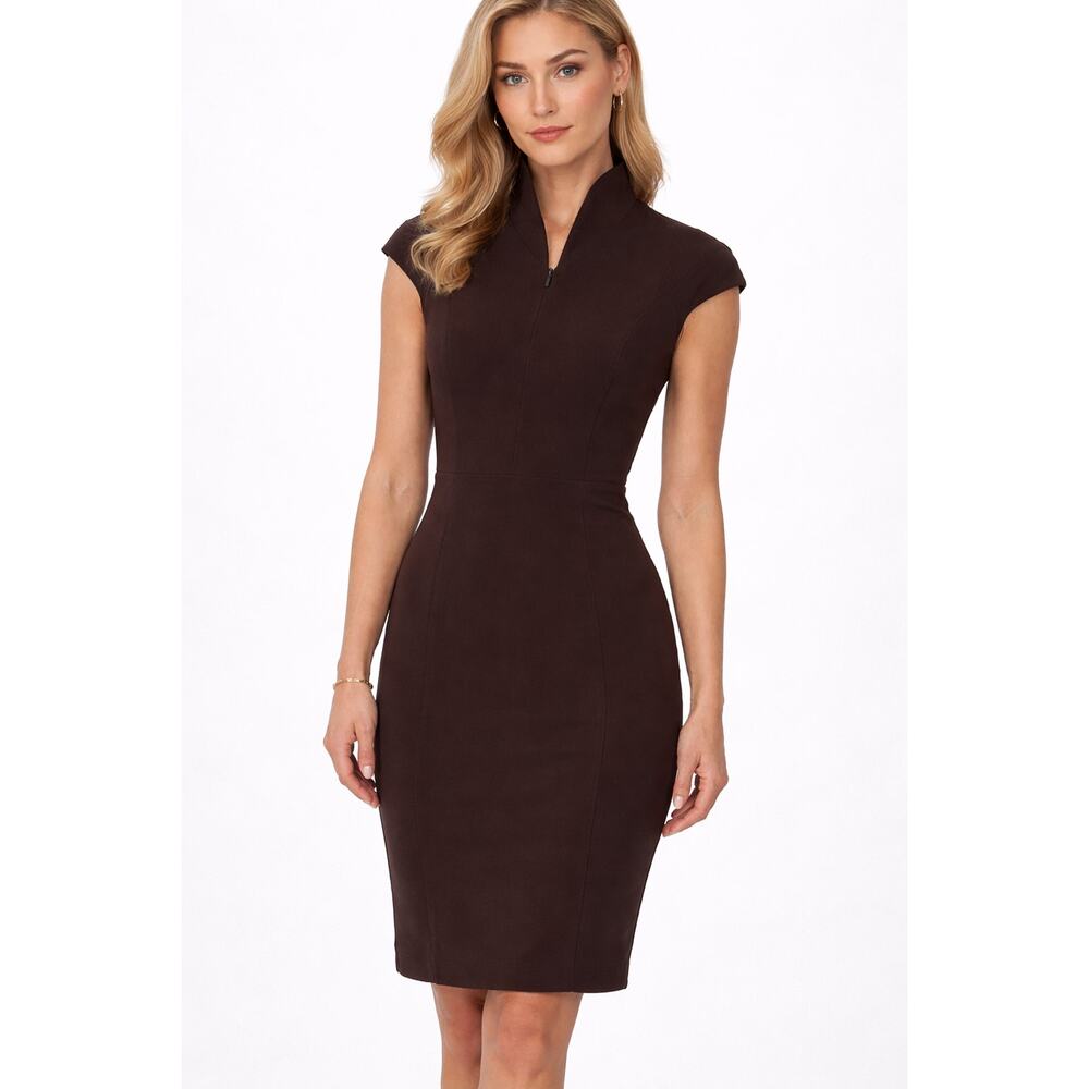 Nora Gardner Evelyn Sheath Dress Espresso Brown Womens Size 6 New